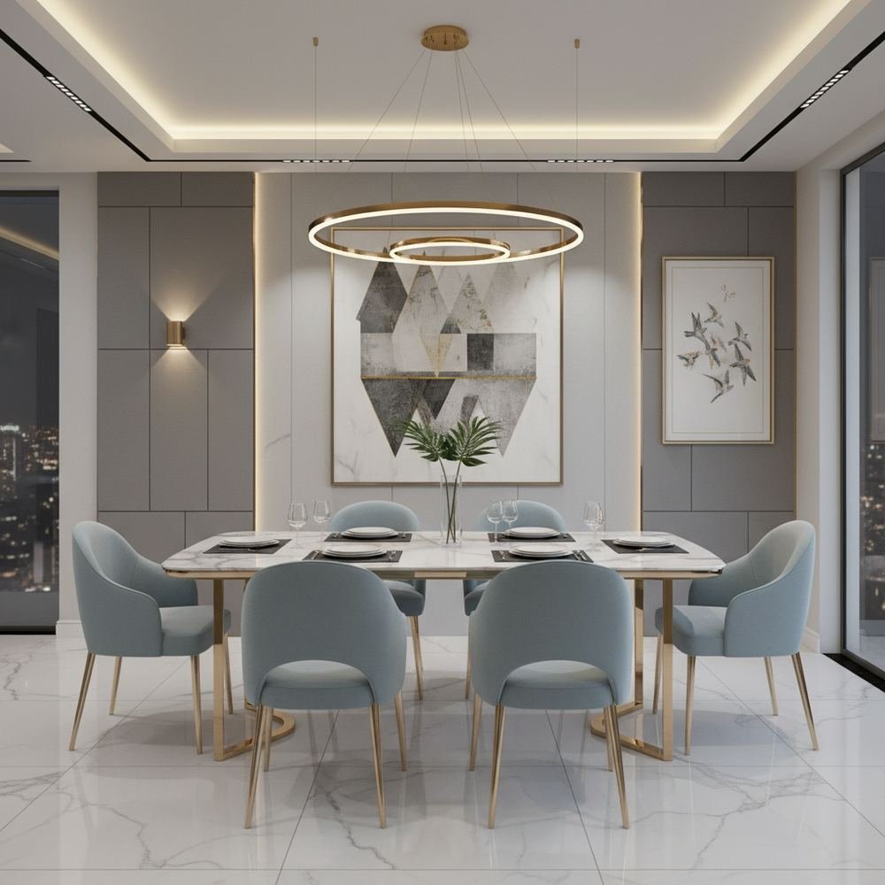 Modern marble top 6 seater dining room modern 6 seater by Grains Home Pakistan