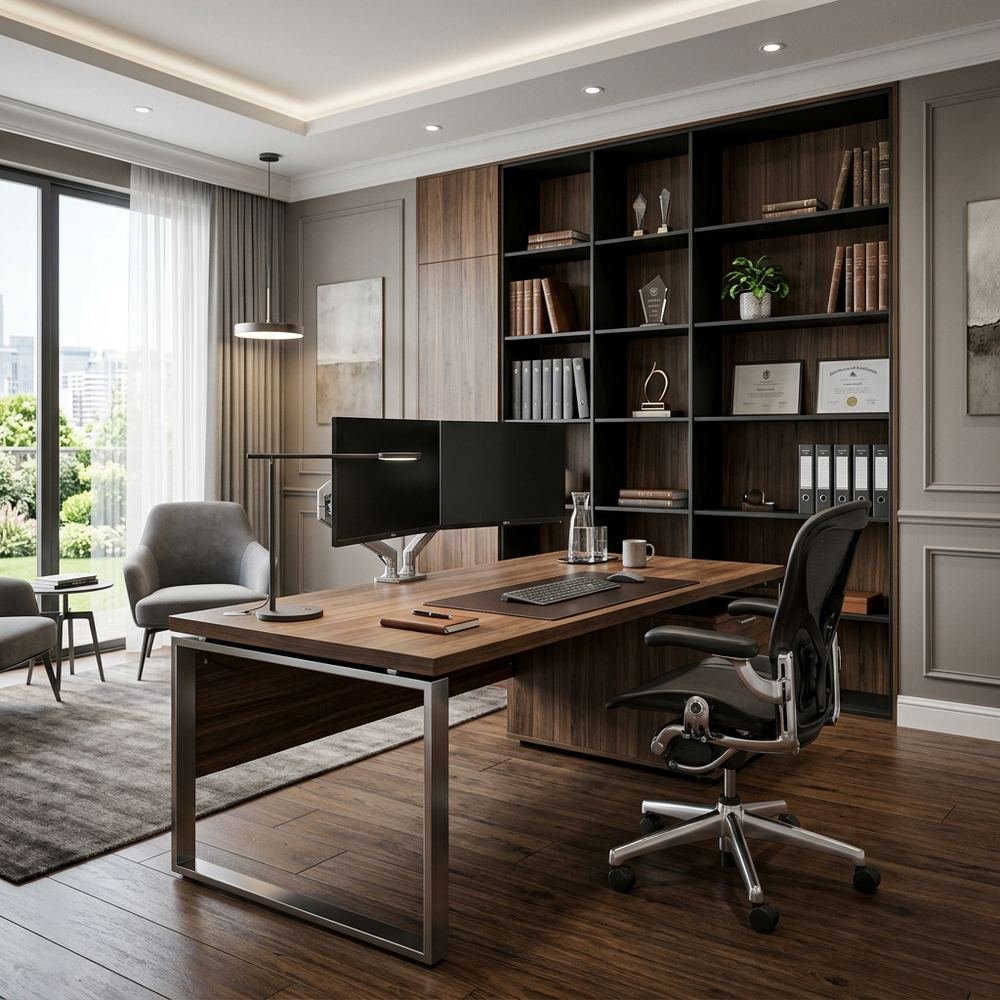 Professional corporate home office with freestanding by Grains Home Pakistan