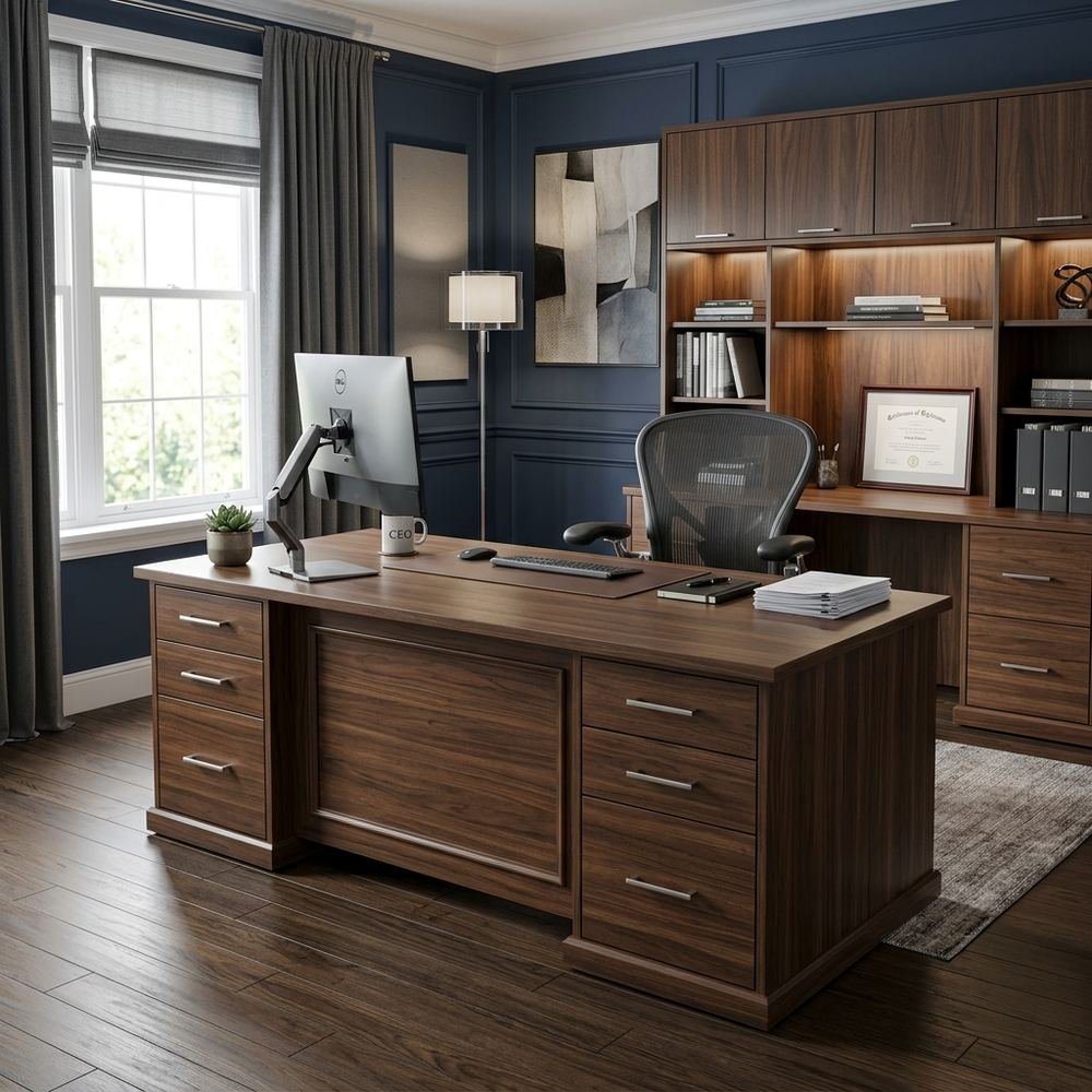 Professional corporate home office with freestanding by Grains Home Pakistan