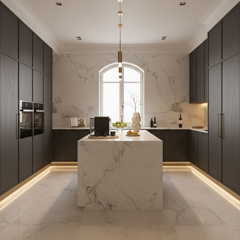 Granite traditional india kitchen design by Grains Pakistan