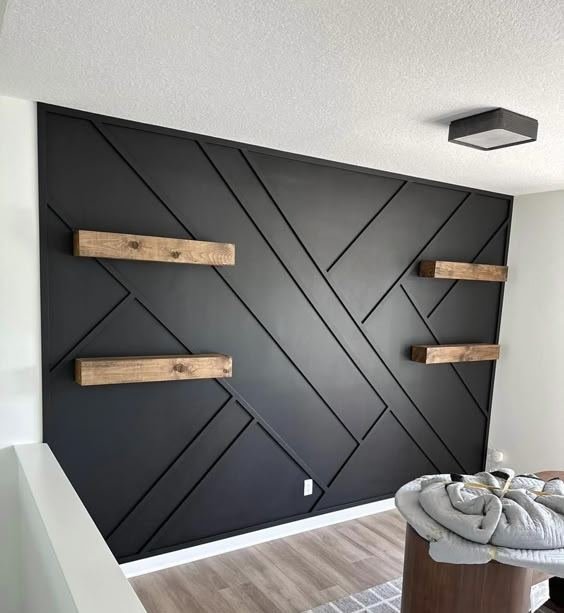 Black panelled accent wall by Grains