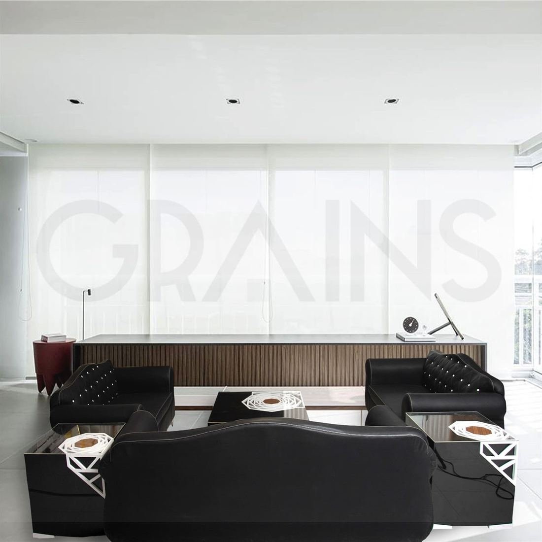 Black crushed velvet sofa by Grains Home Pakistan