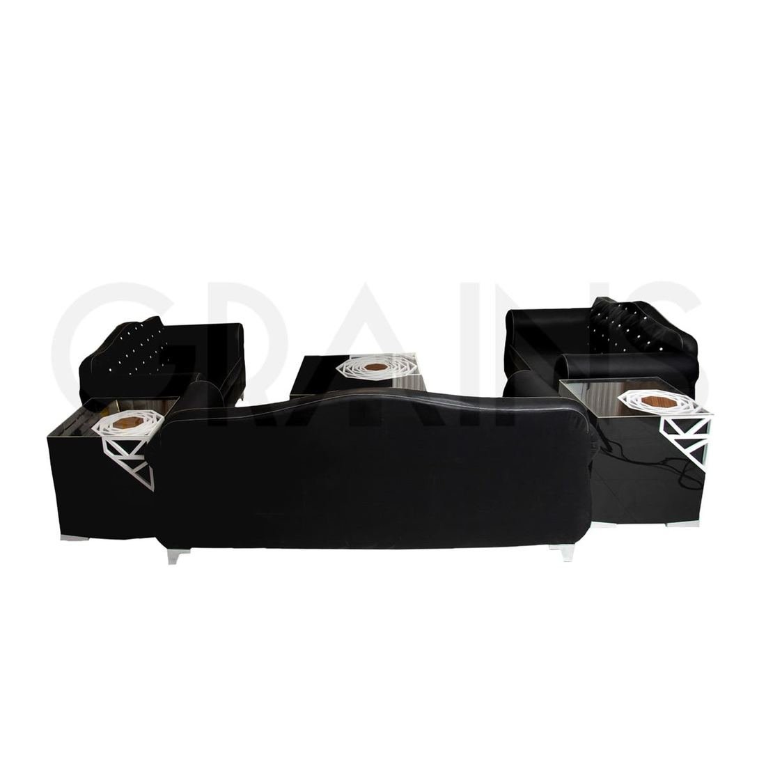 Black crushed velvet sofa photo 2