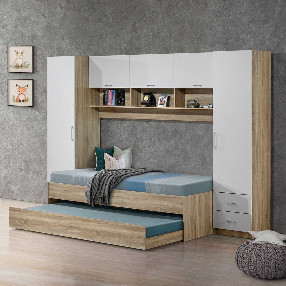 Kulltorp Bridge Single Cabin Bed with Full Wall Cabinet by Grains Home Pakistan