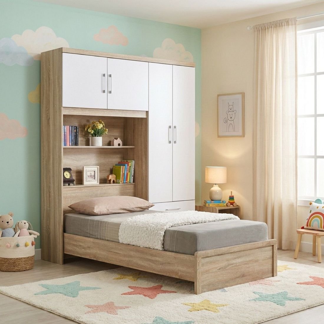 Kulltorp Cabin Single Bed with Wall Cabinet by Grains Home Pakistan