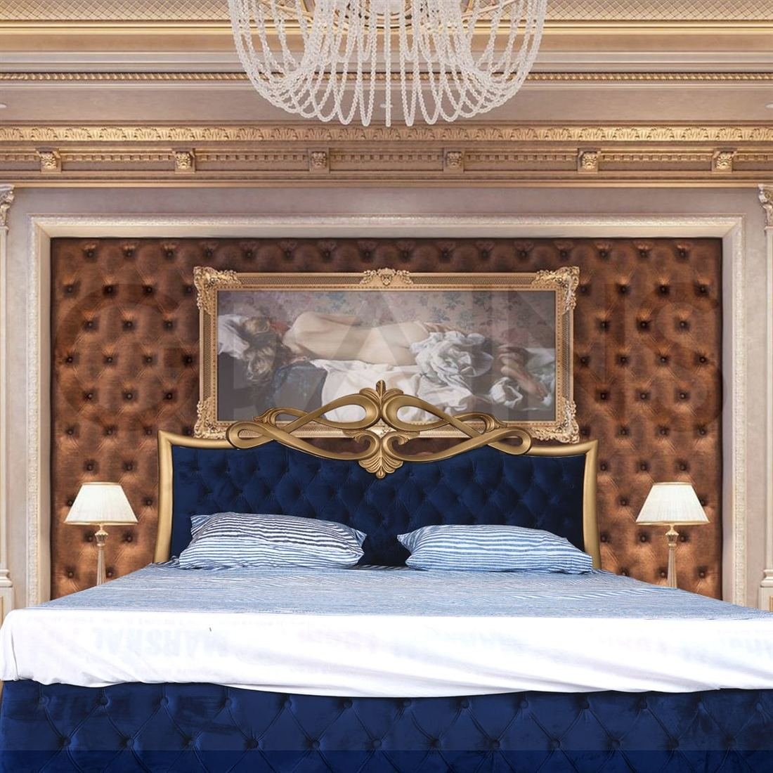 Royal Blue bed by Grains Home Pakistan