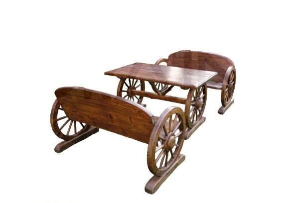 Wooden outdoor seating by Grains Home Pakistan